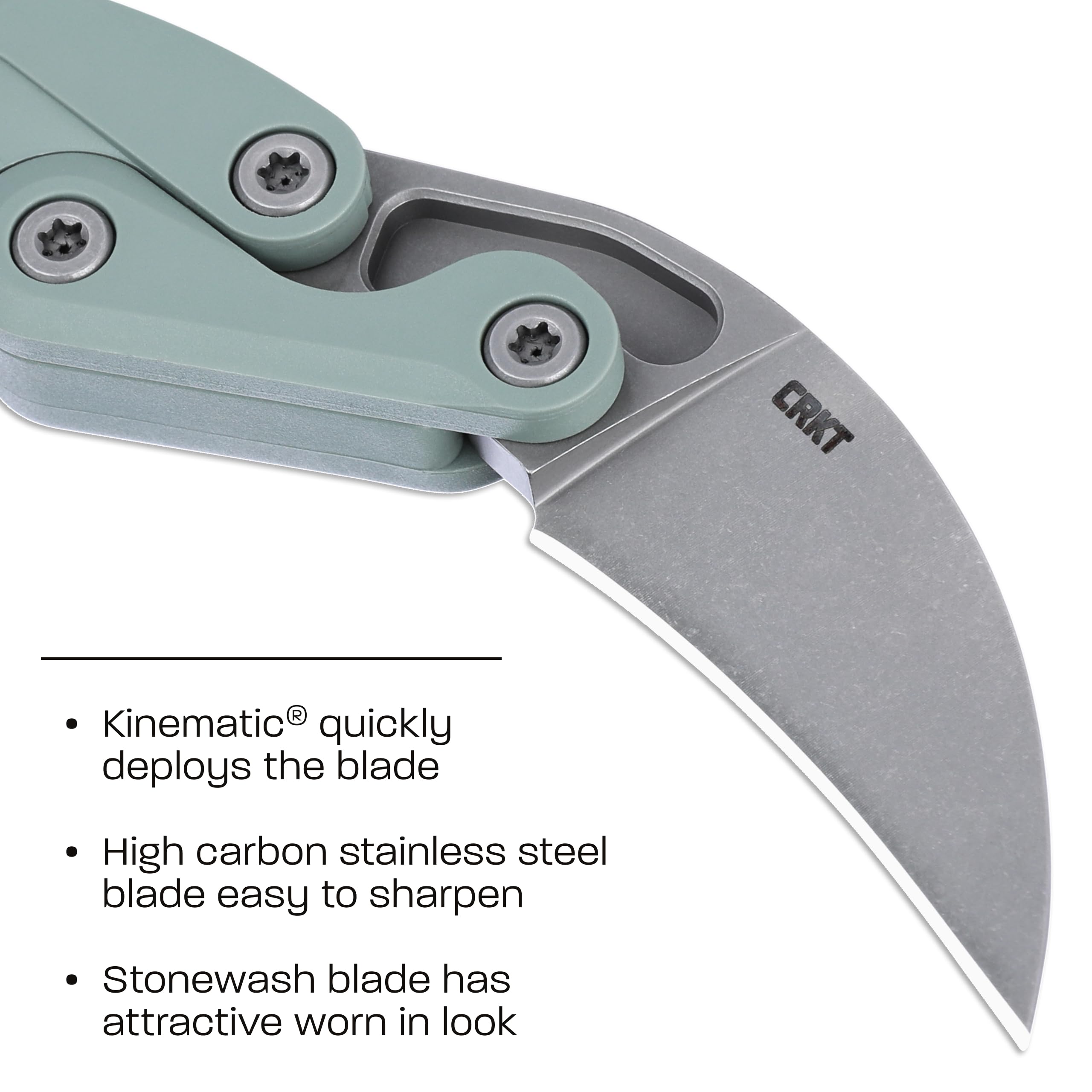CRKT Provoke Folding Knife with Kinematic: Morphing Karambit, AUS 8 Steel Plain Edge Blade, Green Grivory Handle, Pocket Clip, 4041GR - Image 5