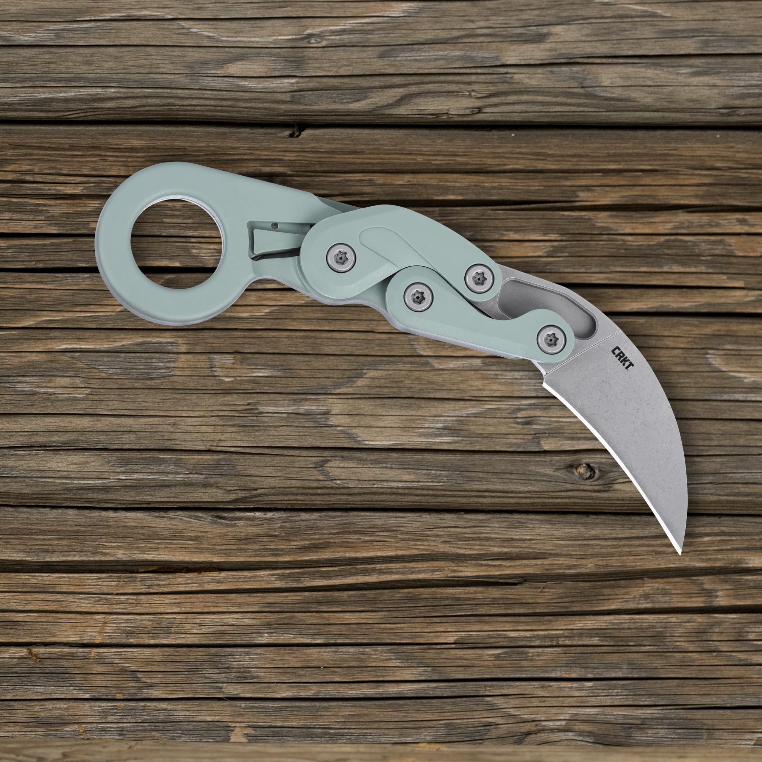 CRKT Provoke Folding Knife with Kinematic: Morphing Karambit, AUS 8 Steel Plain Edge Blade, Green Grivory Handle, Pocket Clip, 4041GR - Image 9